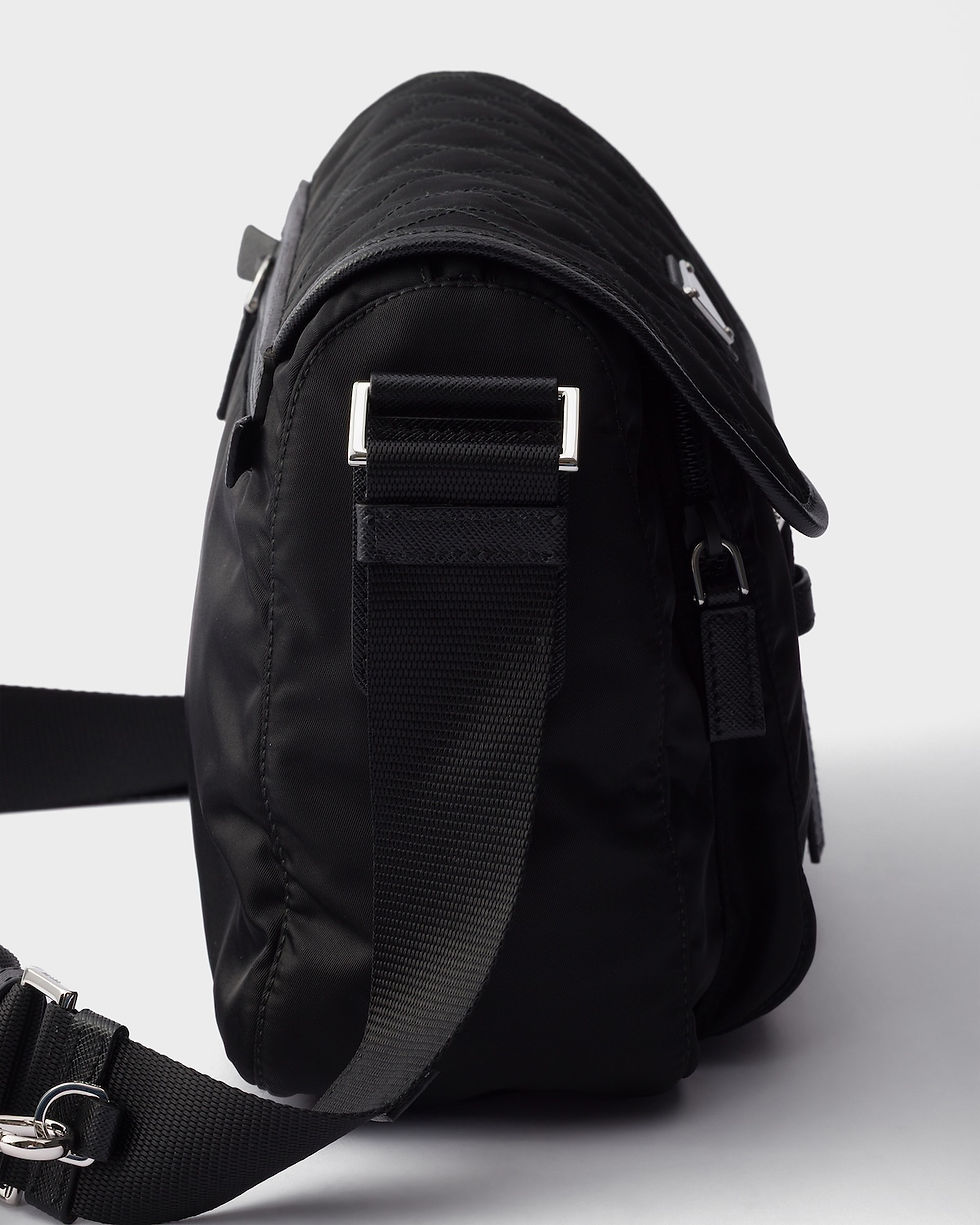 Thumbnail: Prada medium quilted shoulder bag in black Re-Nylon and Saffiano leather – view 6