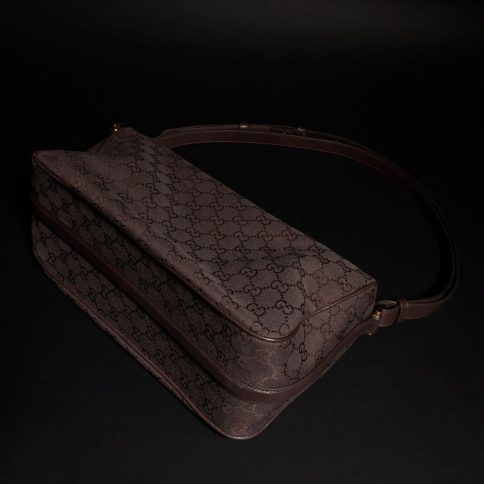Thumbnail: Gucci Half Horsebit medium shoulder bag - dark brown GG canvas