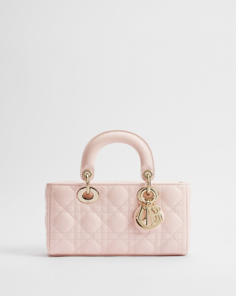 Dior Small Lady D-Joy bag in powder pink Cannage lambskin – front view