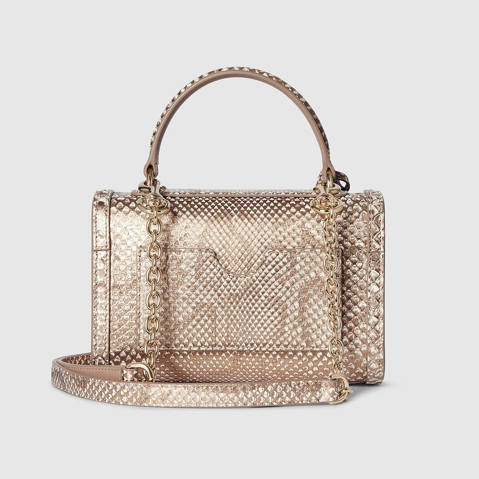 Thumbnail: Gucci Padlock python small top handle bag - metallic gold