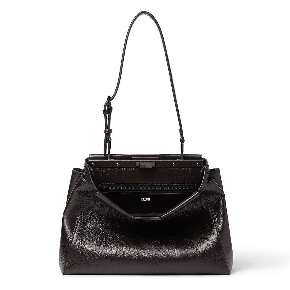 Fendi My Peekaboo Medium bag in black crackled calfskin – front view