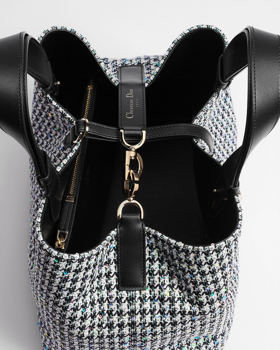 Thumbnail: Dior Toujours Medium bag in multicolor houndstooth sequin embroidery – view 5