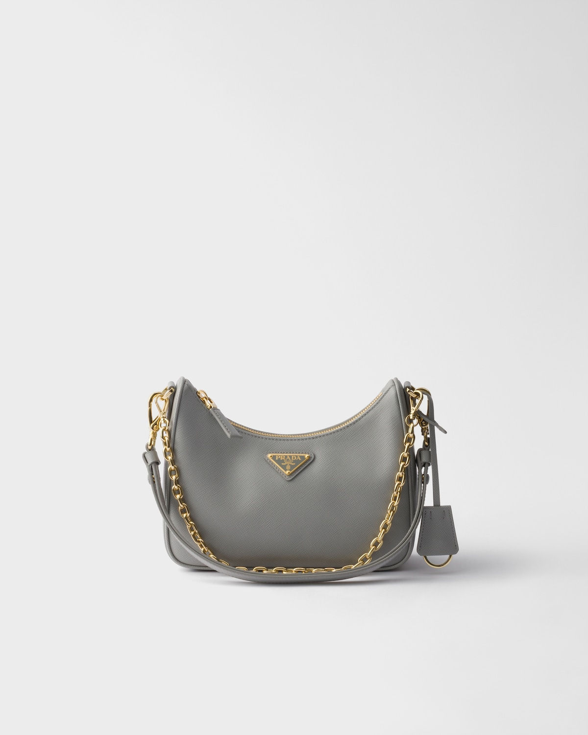 Prada Re-Edition mini bag in cloudy gray Saffiano leather – front view