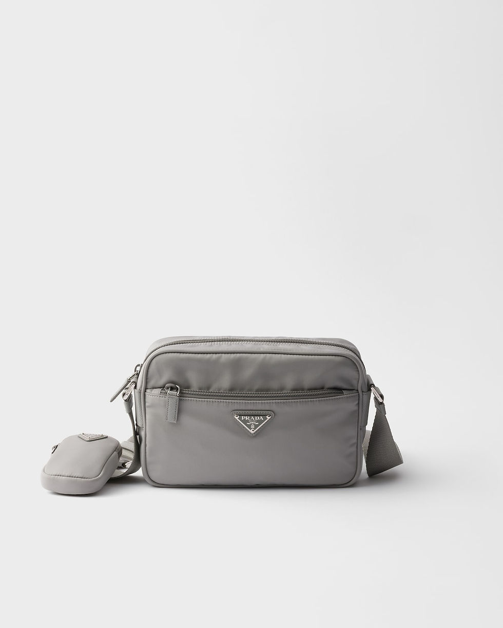 Prada rectangular shoulder bag in cloudy gray Re-Nylon – front view