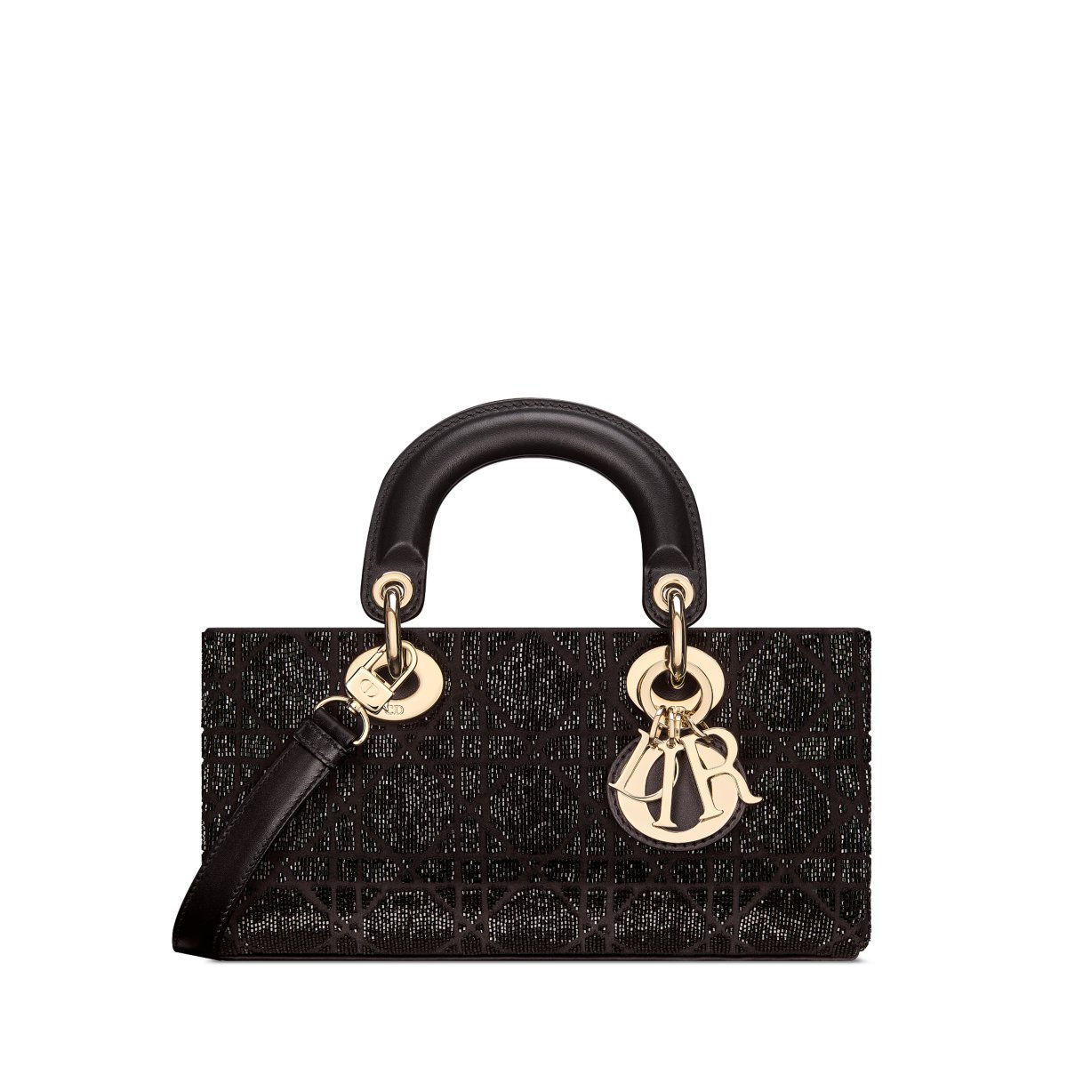 Dior Small Lady D-Joy bag in black Cannage microbead embroidery – front view