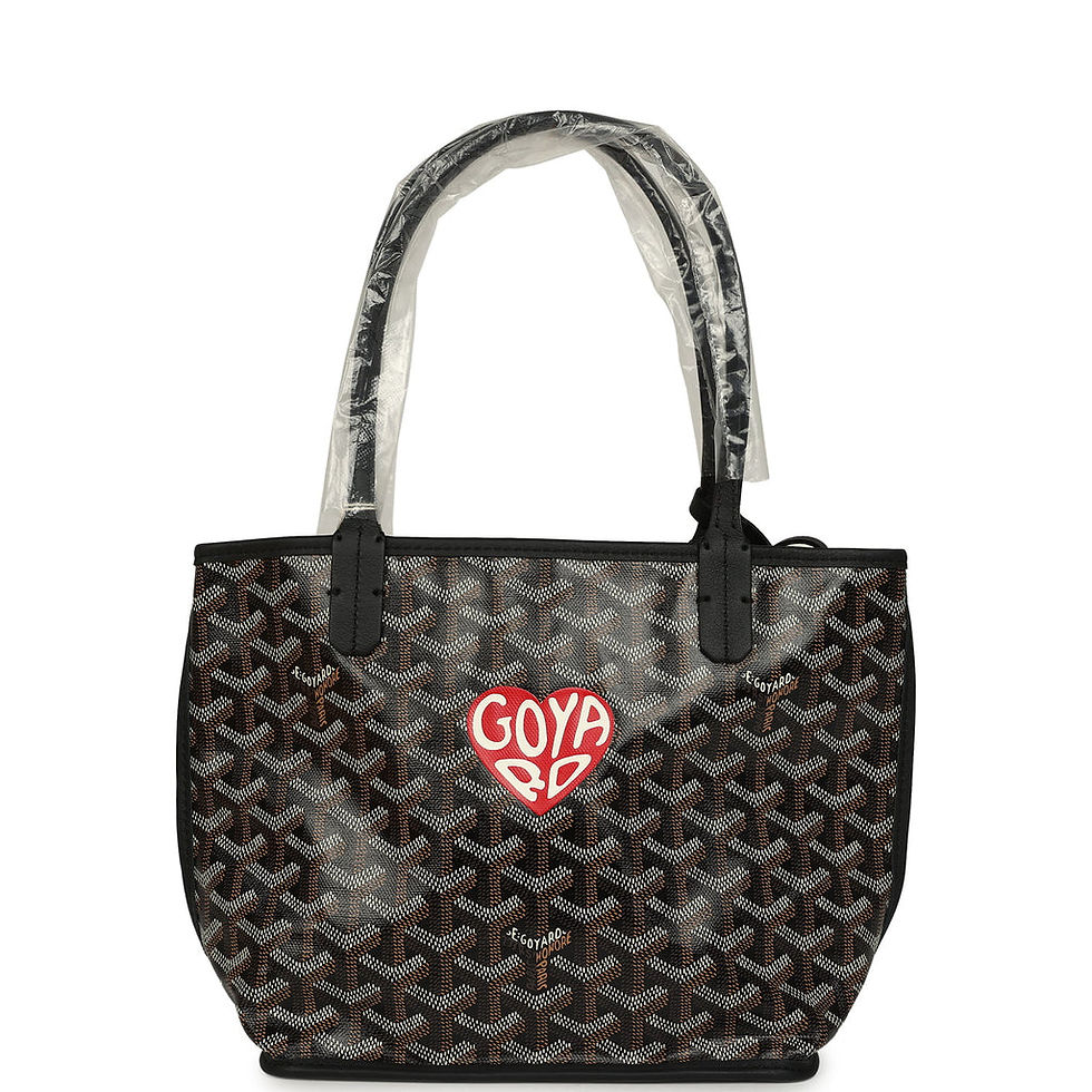 Goyard Anjou mini bag in Black Goyardine canvas with hand-painted heart motif, front view
