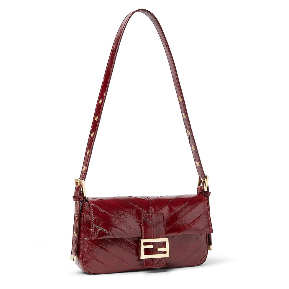 Thumbnail: Fendi Baguette 26424 bag in burgundy chevron hagfish leather – view 4