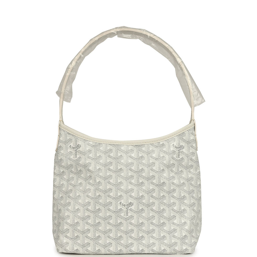 Goyard Boheme mini hobo in White Goyardine canvas, front view with the handle wrapped in film