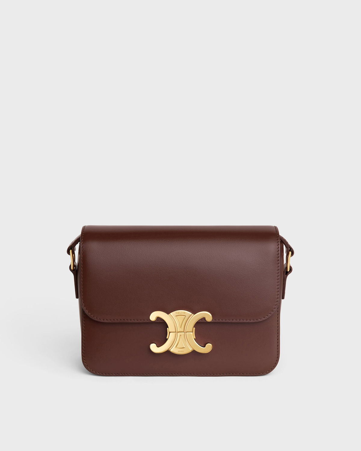 Celine Teen Triomphe bag in chestnut shiny calfskin – front view