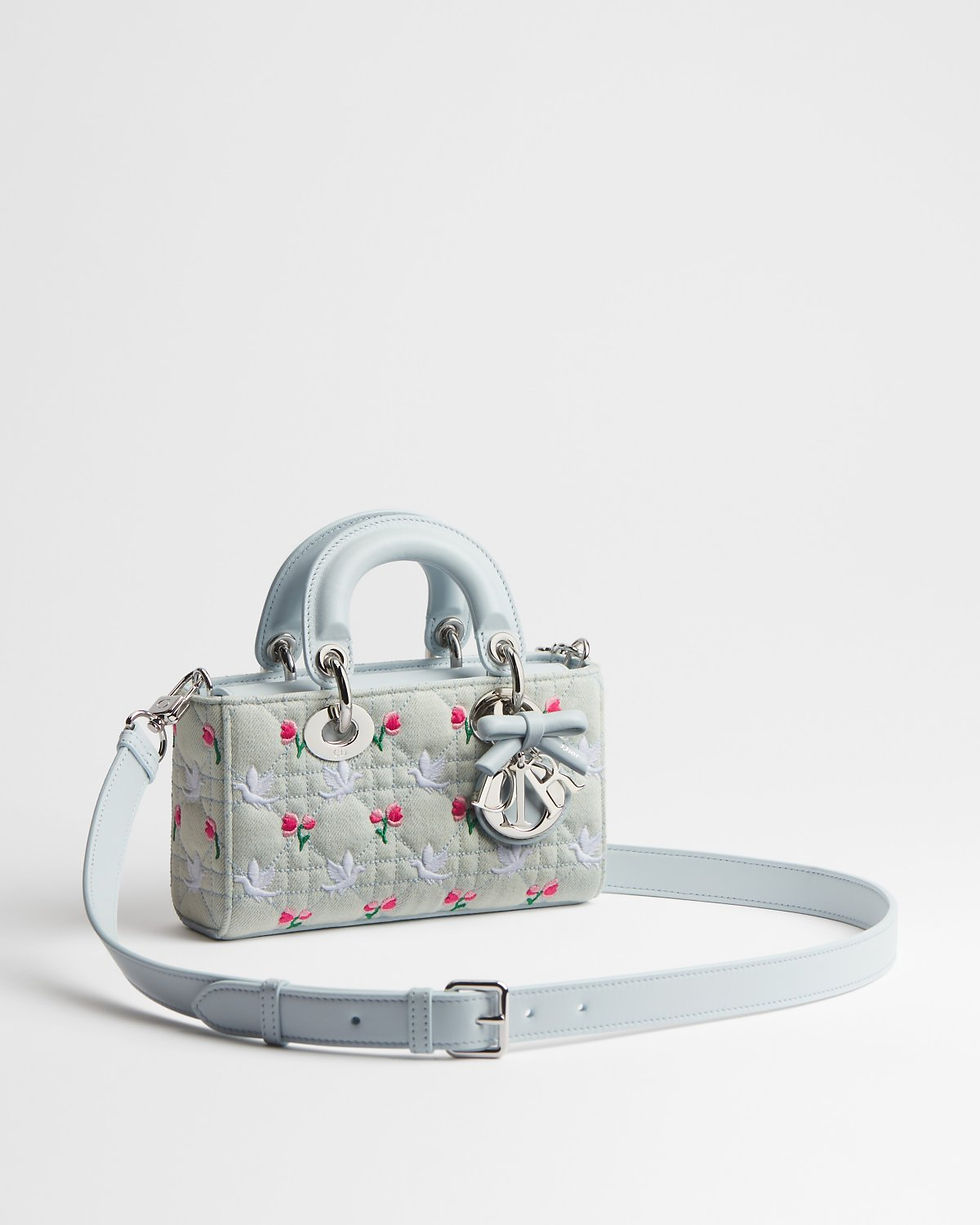 Dior Dioramour Mini Lady D-Joy bag in blue Cannage denim – view 2