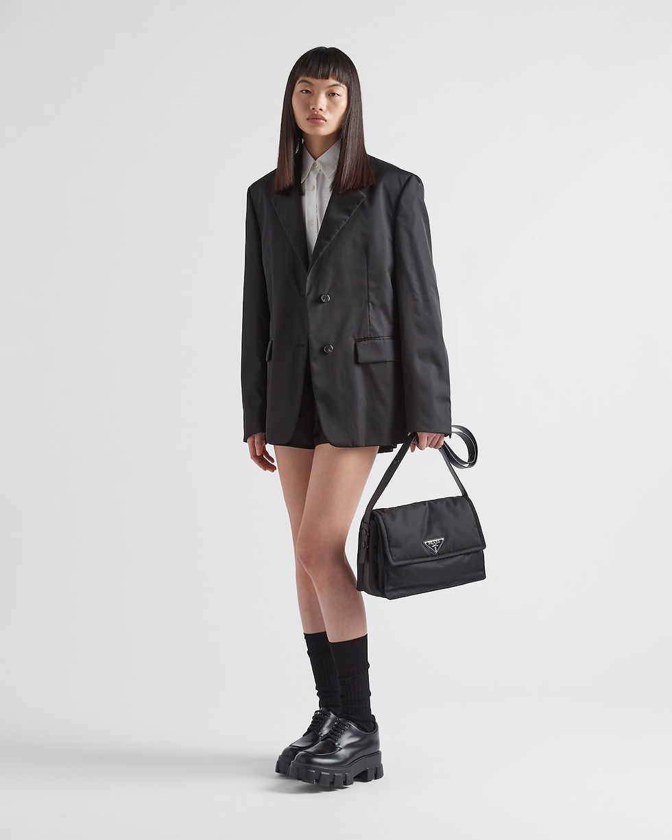 Prada Traveller medium shoulder bag in black padded Re-Nylon – view 2