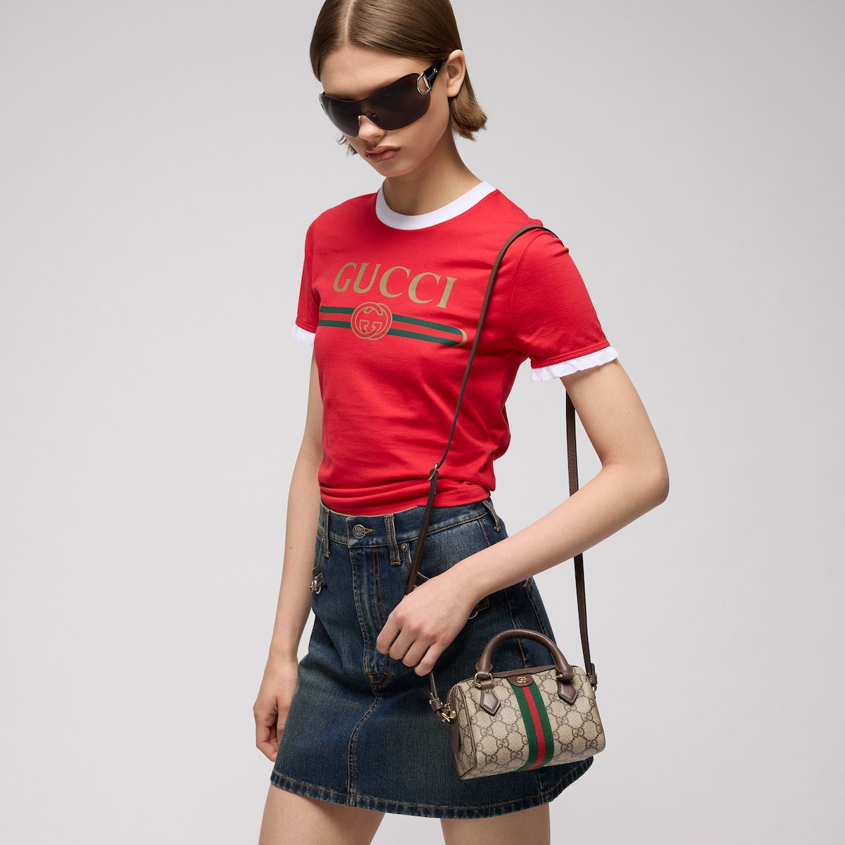 Gucci Ophidia mini boston bag - beige and brown GG fabric