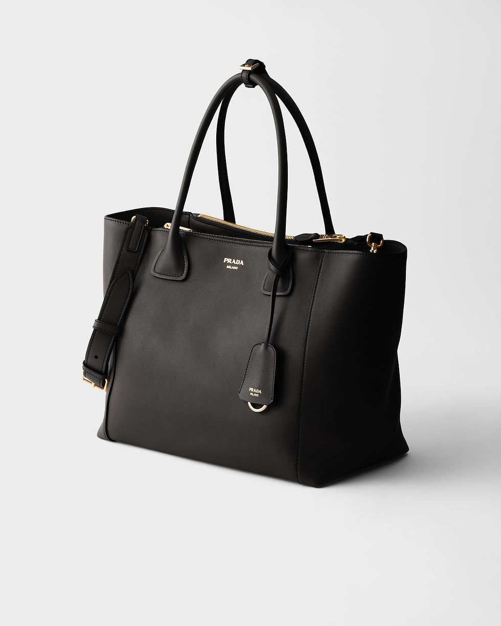 Thumbnail: Prada Nova large tote bag in black calfskin, 36 cm wide – view 2