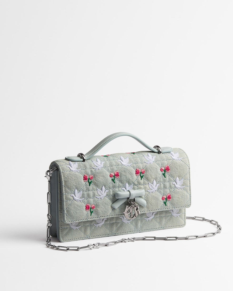 Dior Dioramour My Dior Mini Bag with Bow in Blue Doves & Roses Cannage Denim – view 2