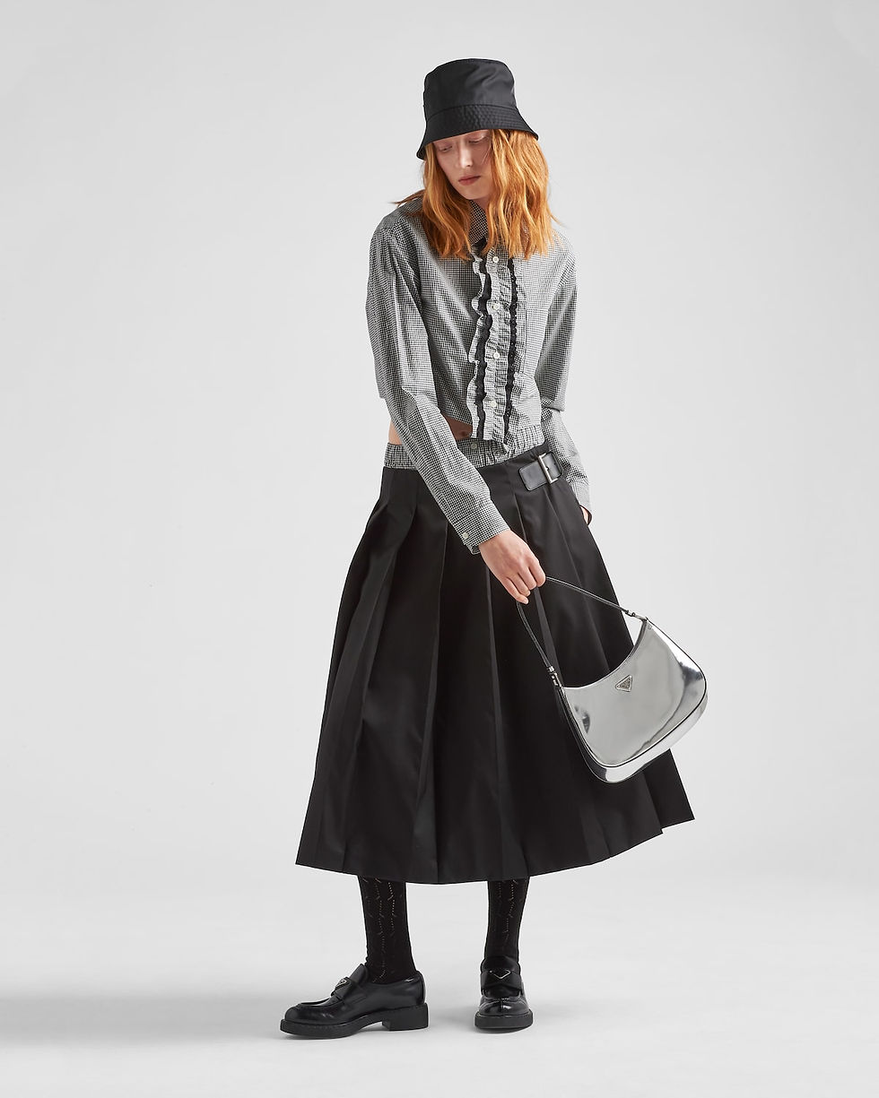 Prada Cleo hobo bag in silver brushed leather – view 2
