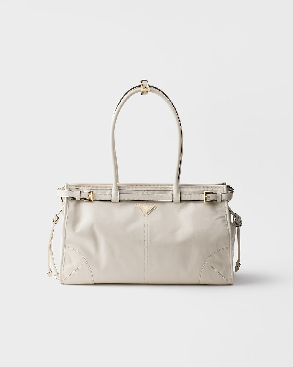 Prada Bonnie Large bag in white leather – front view