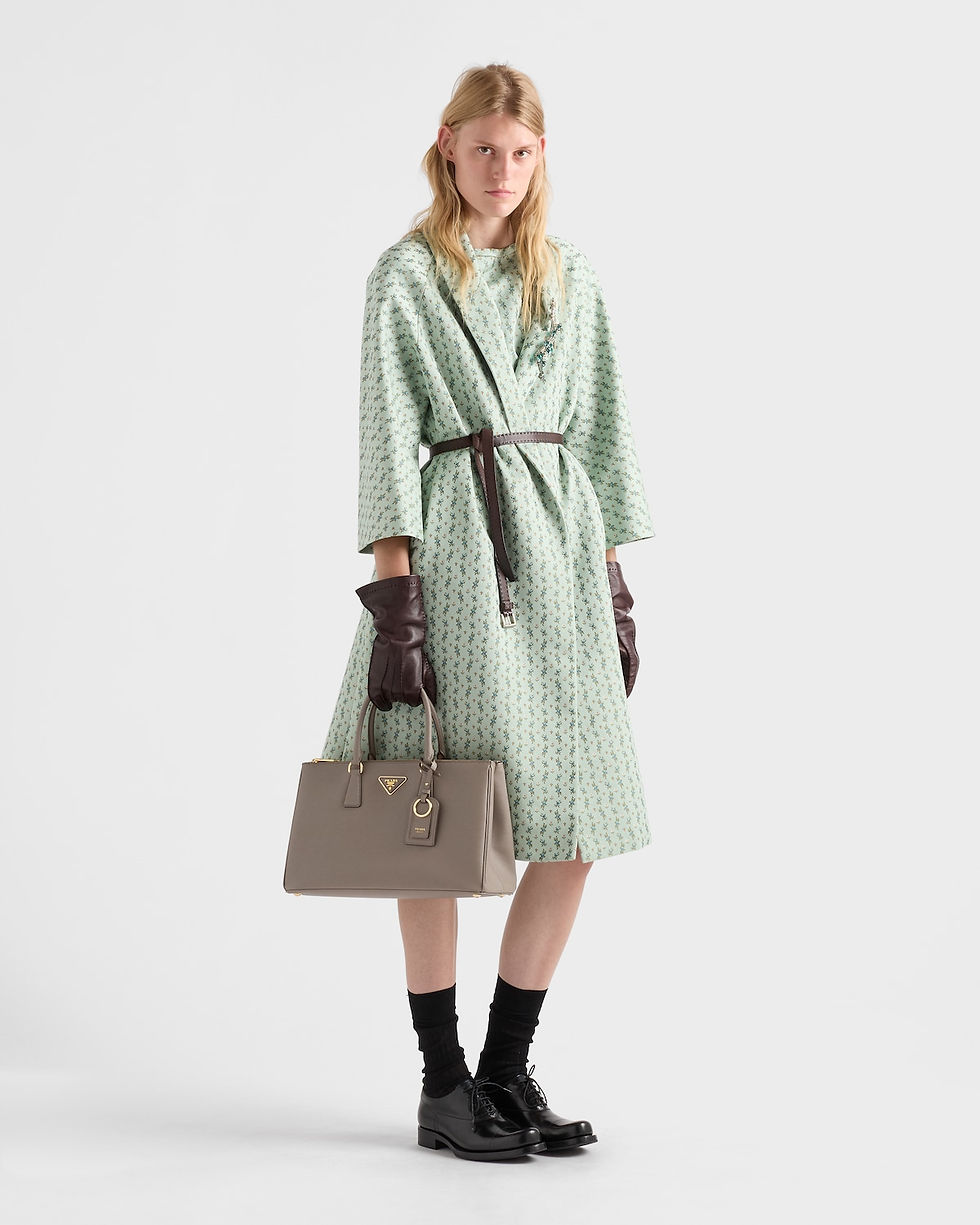 Prada Galleria large elongated bag in clay grey Saffiano leather – view 2
