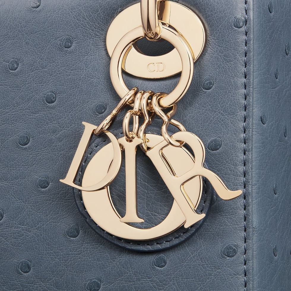 Thumbnail: Dior Mini Lady Dior bag in blue ostrich – view 3
