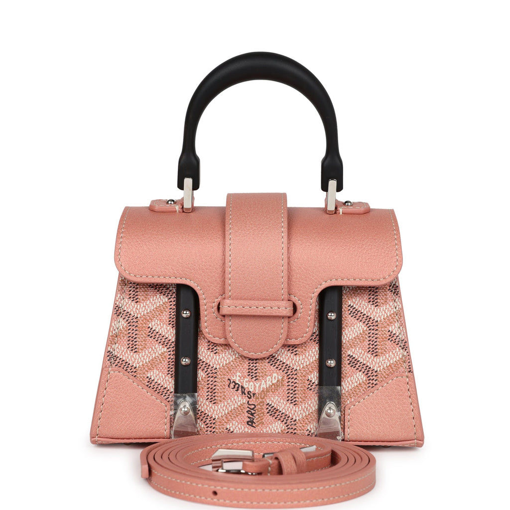 Goyard Saigon Structure Nano bag in Pearly Coral Goyardine, front view with curved top handle