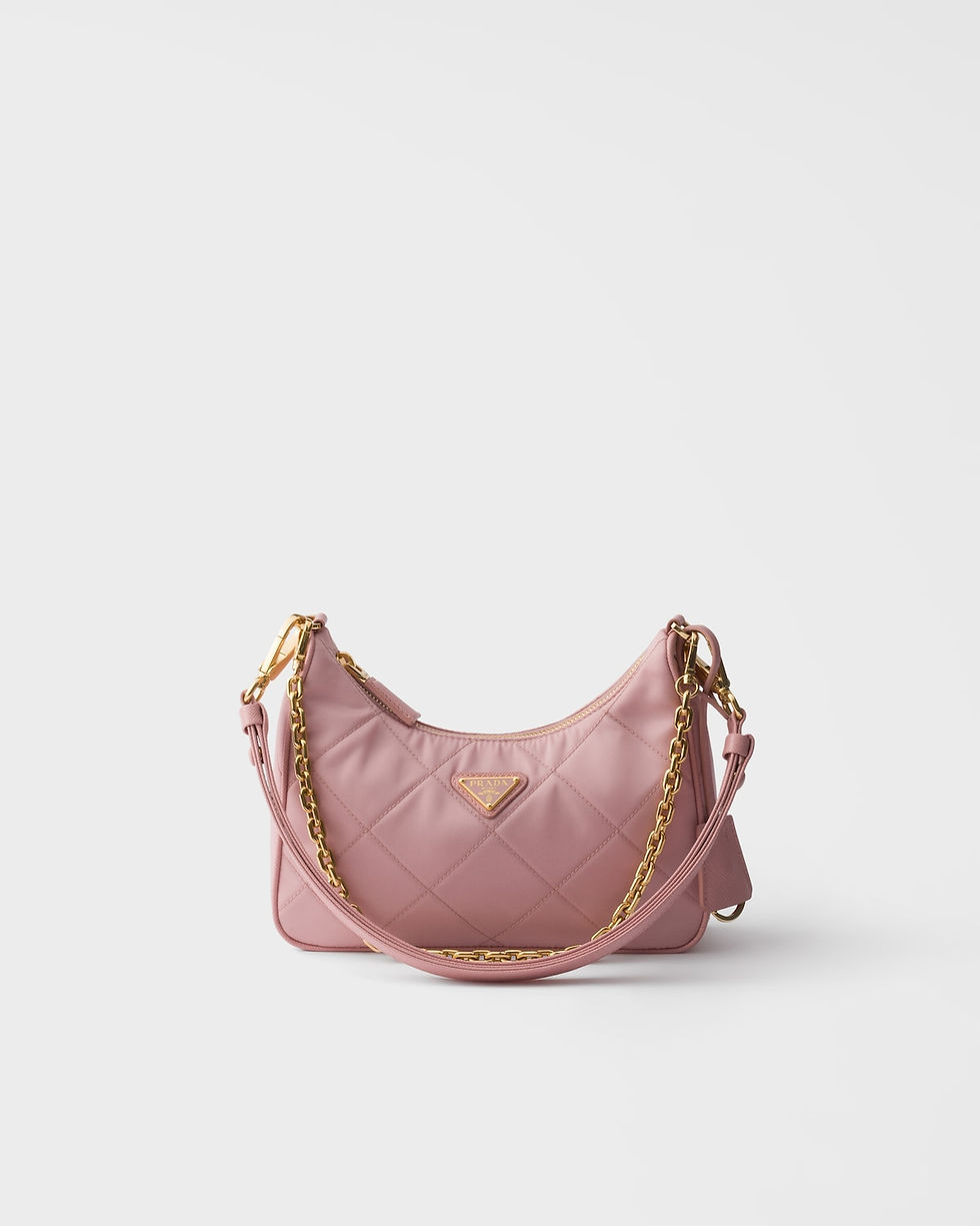 Prada Re-Edition quilted mini bag in peach Re-Nylon – front view