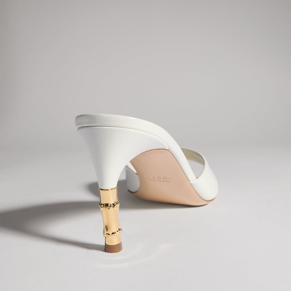 Thumbnail: Gucci Women's slide with bamboo motif - white leather
