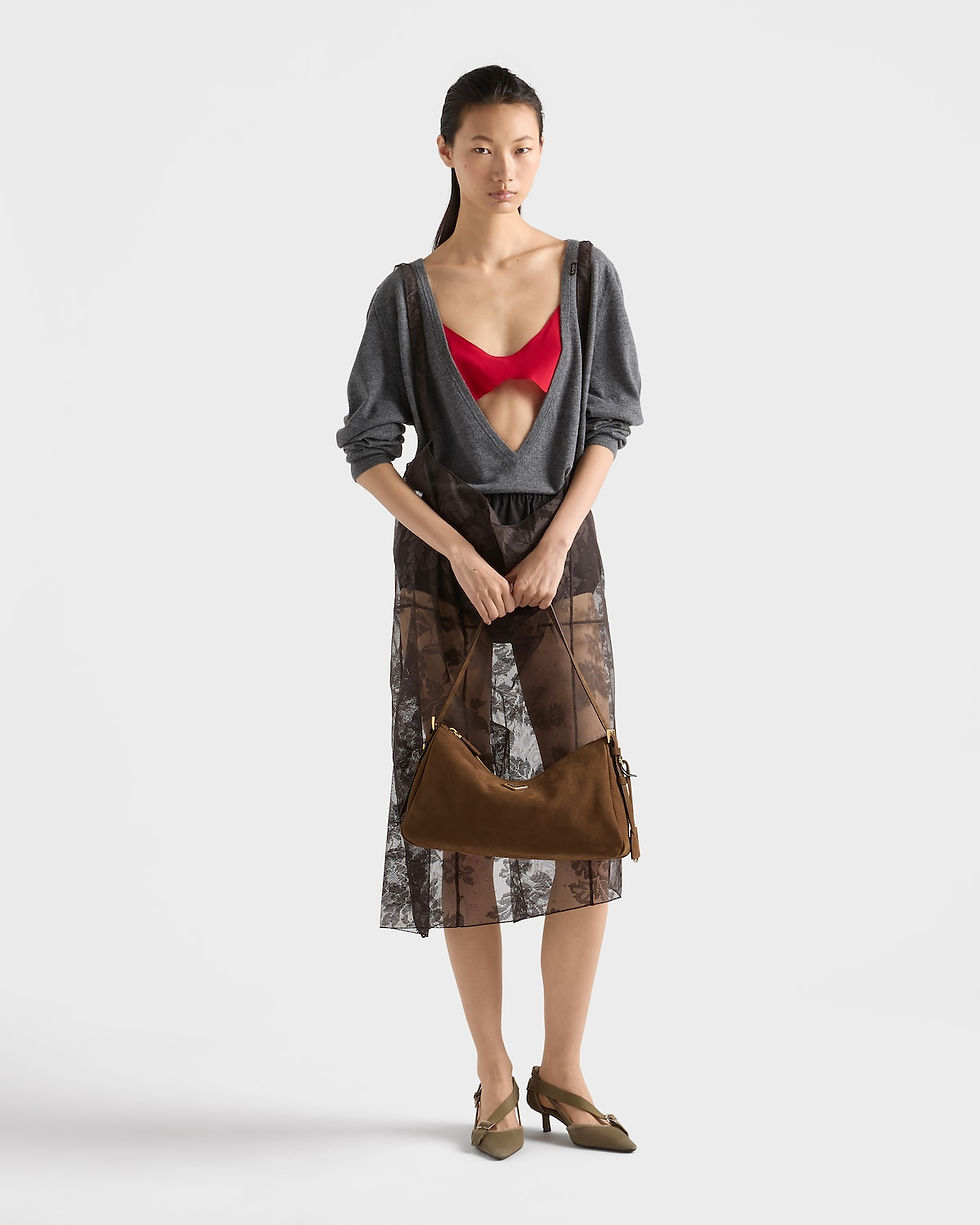 Thumbnail: Prada Aimée large shoulder bag in cocoa brown nubuck leather – view 2