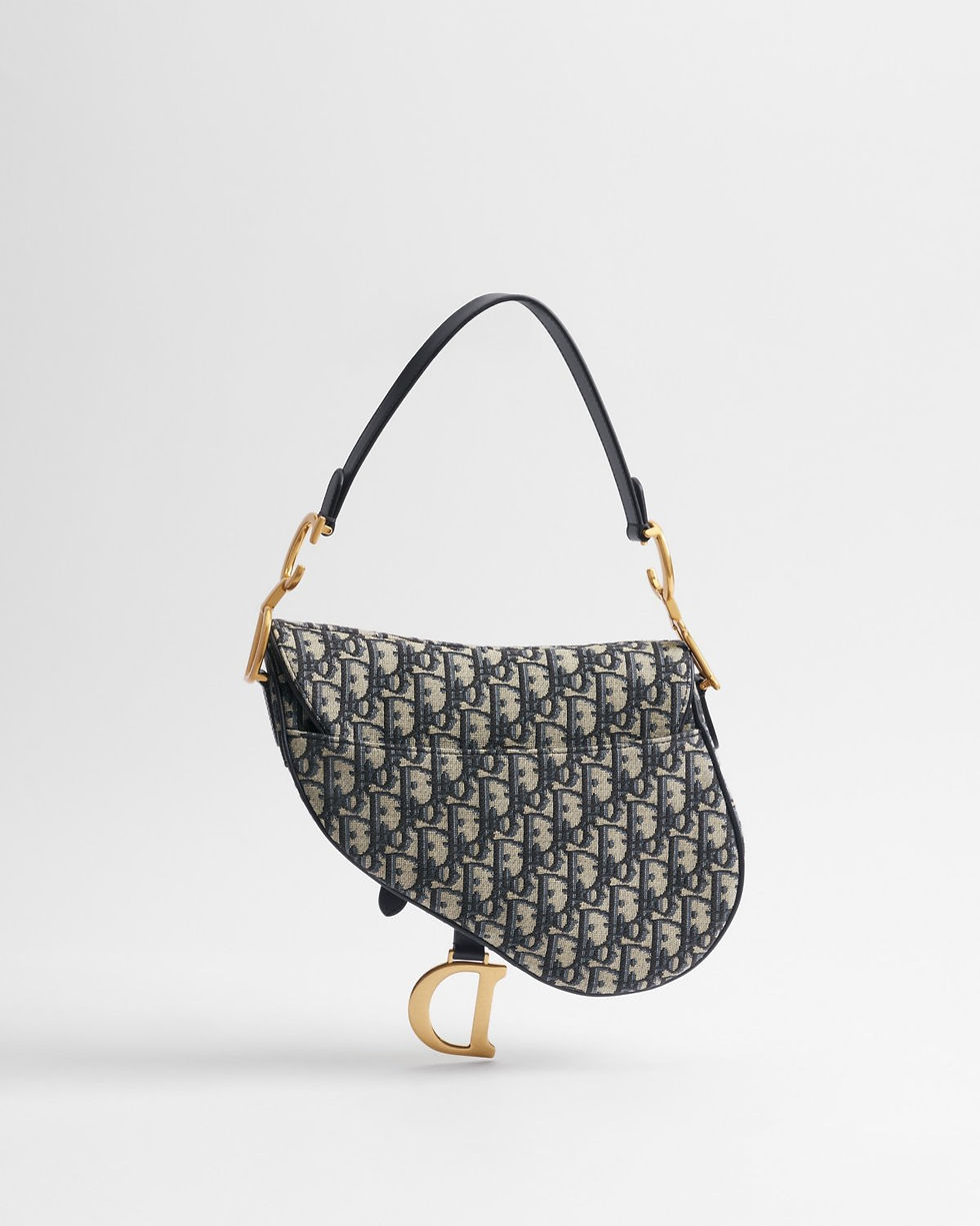 Thumbnail: Dior Saddle Bag with Strap in Blue Dior Oblique Jacquard – view 3