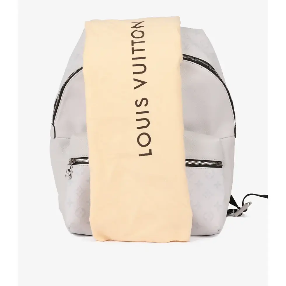 Thumbnail: The Louis Vuitton backpack shown with its dust bag and packaging