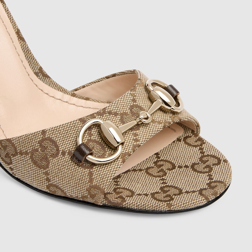 Thumbnail: Gucci Women's slide sandal with Horsebit - beige and brown GG canvas