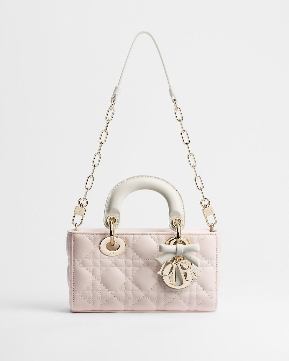 Dior Mini Lady D-Joy bag in Ballet pink and latte Cannage lambskin – view 2