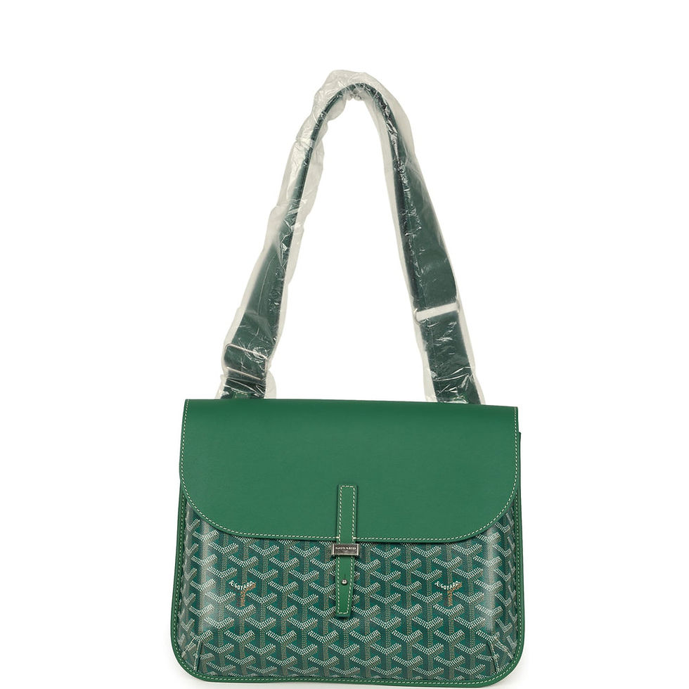 Thumbnail: Goyard Coursier messenger bag in Green Goyardine, detail view of the flap closure