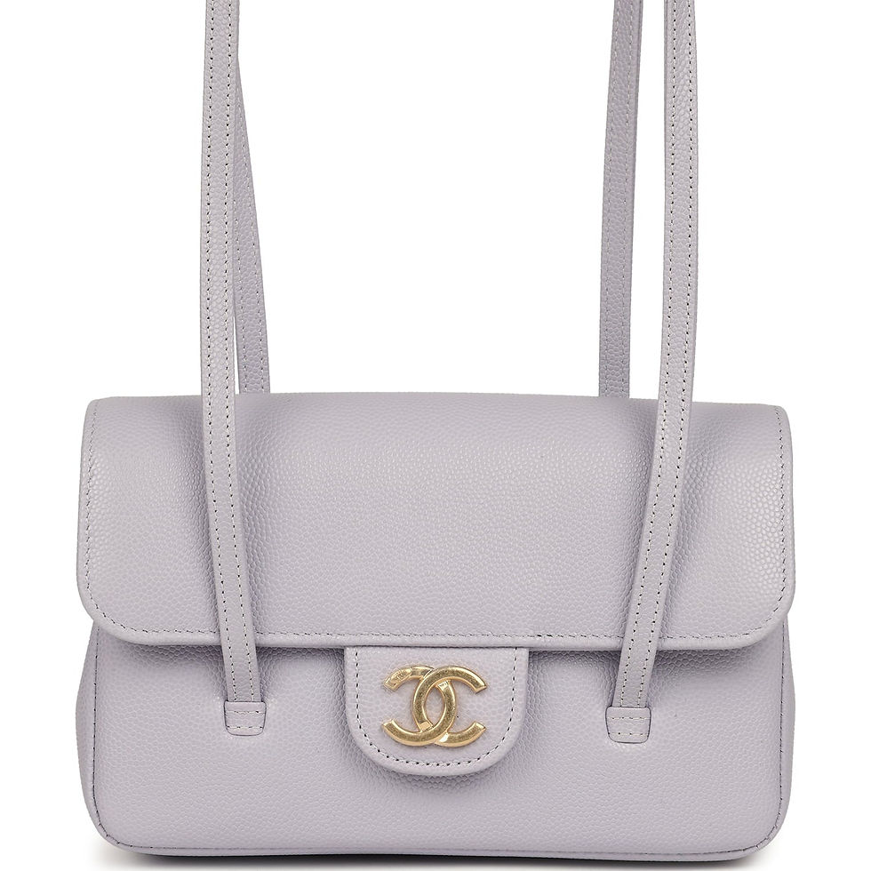 Chanel mini Preppy Coco flap bag in light purple caviar leather with two straps