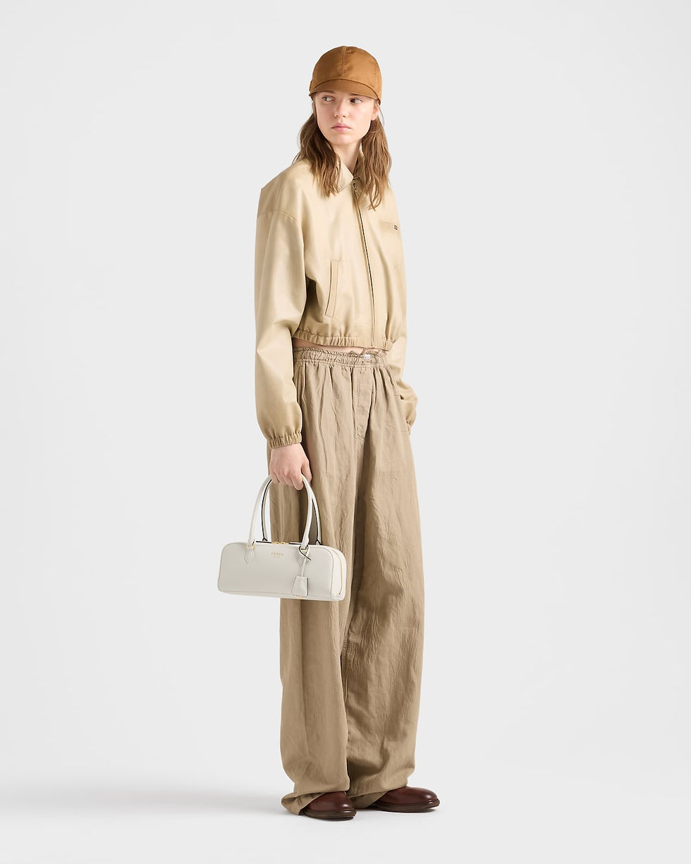 Prada medium top-handle bag in white leather – view 2