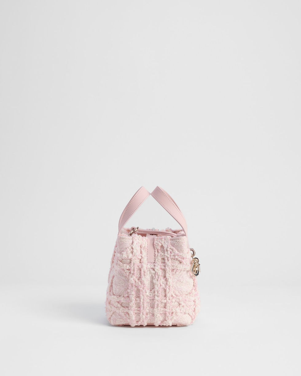 Dior Nano Toujours vertical tote in pale pink and latte Fluffy Cannage fabric – view 2