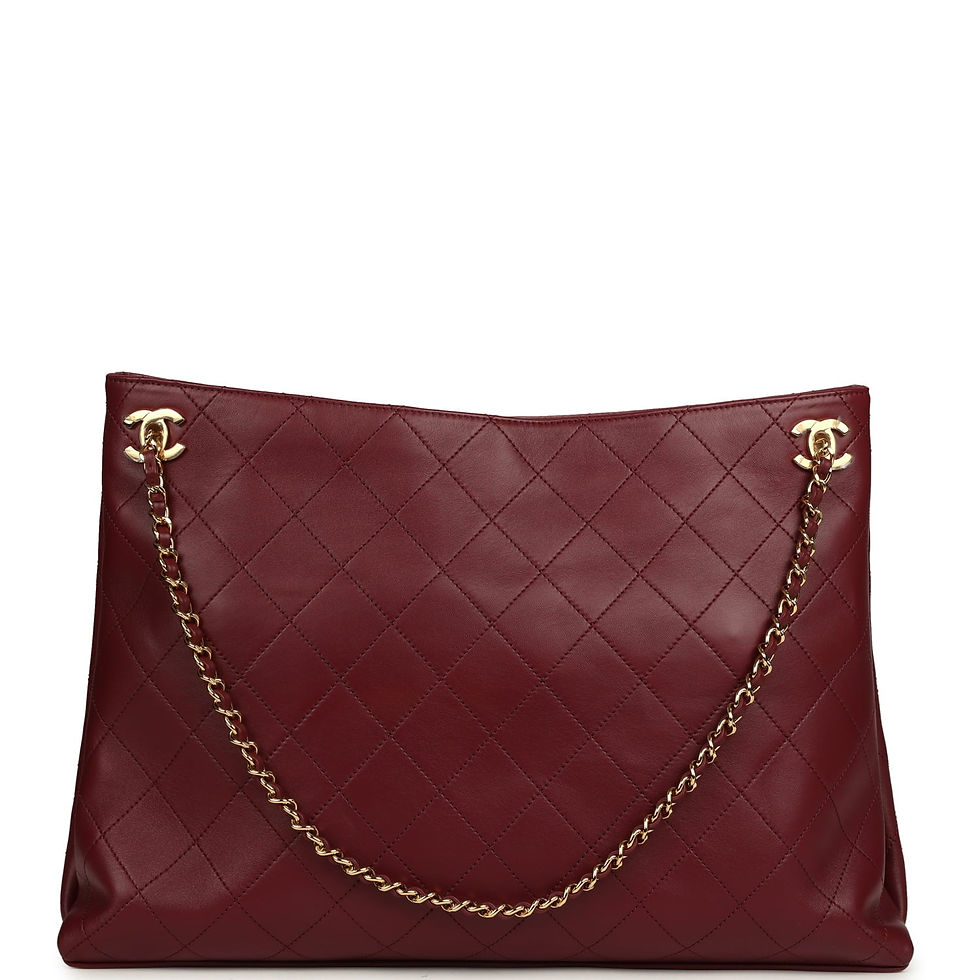 Chanel Large Eyes on You Shopping Bag in burgundy lambskin, shown front-facing with its gold-tone CC turnlocks