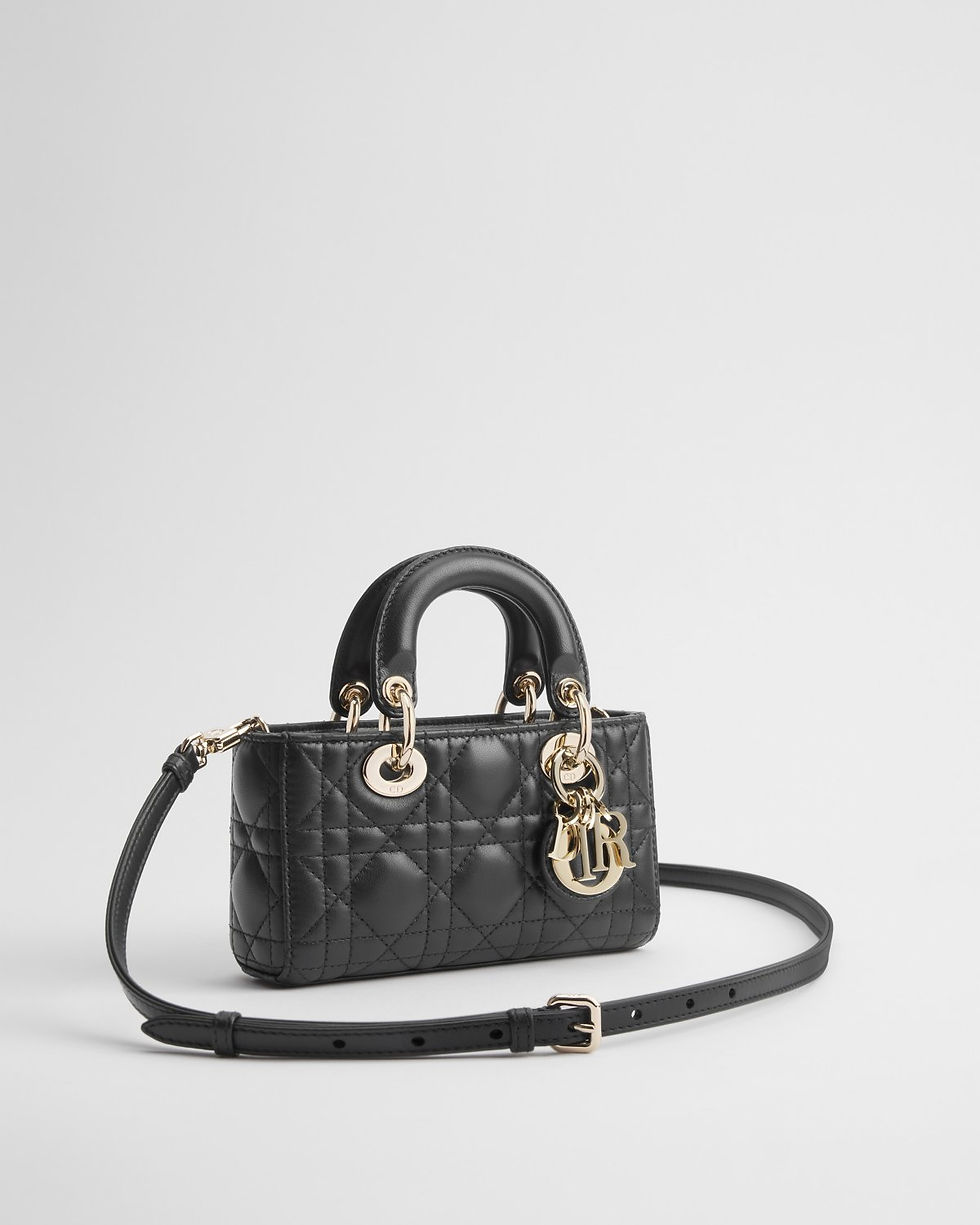 Thumbnail: Dior Micro Lady D-Joy bag in black Cannage lambskin – view 3