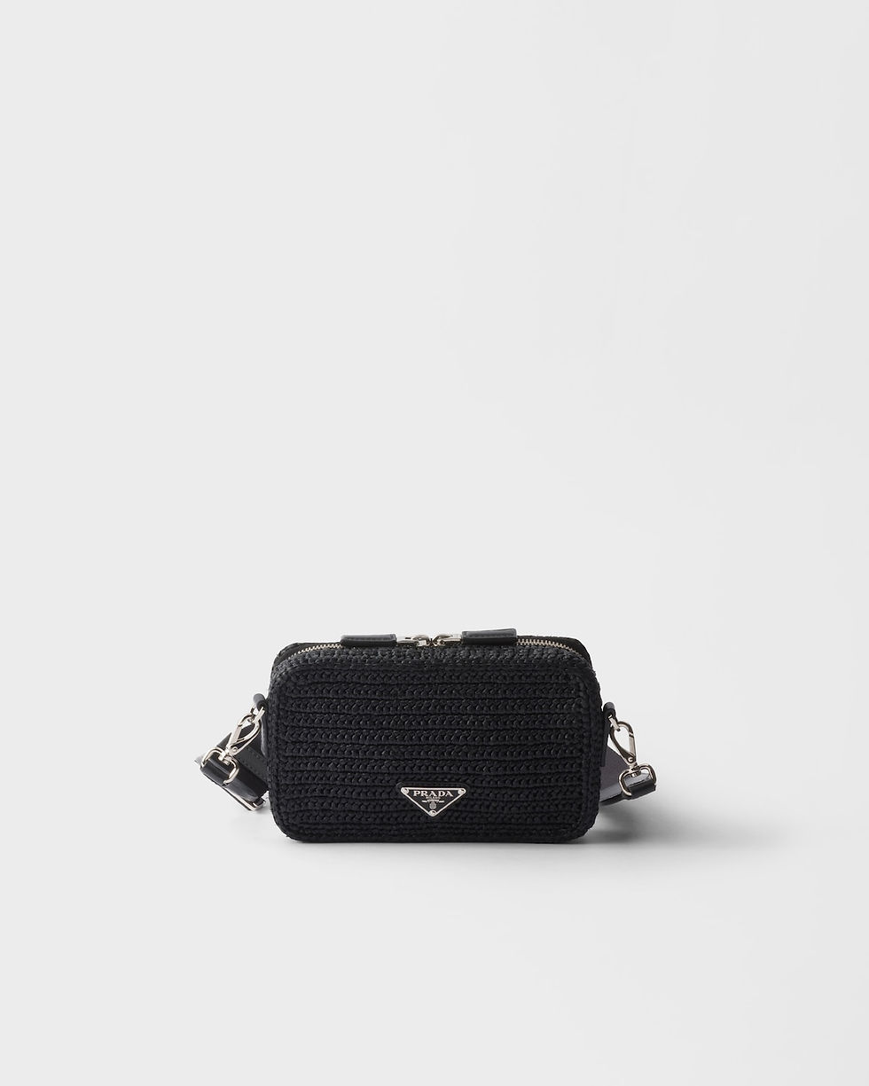 Thumbnail: Prada Brique crochet bag in black raffia-effect viscose – view 4