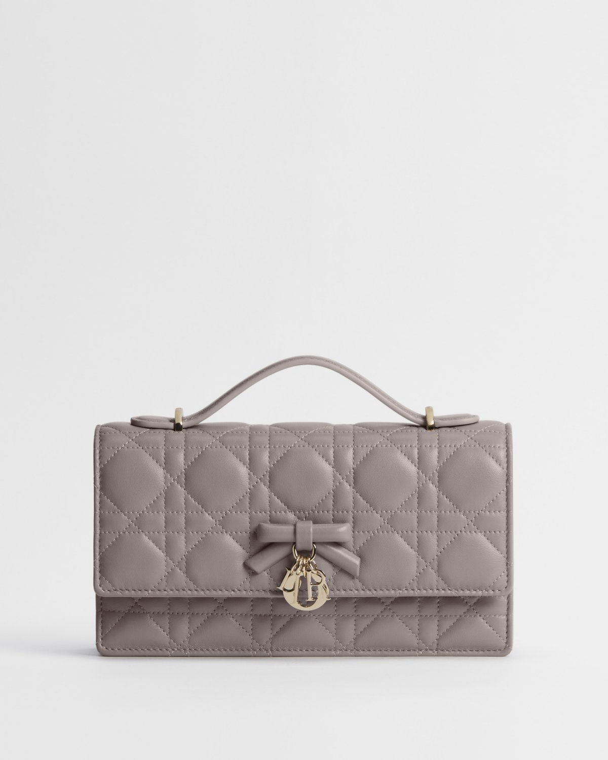 Dior My Dior Mini Bag with Bow in Trianon Gray Cannage Lambskin – front view