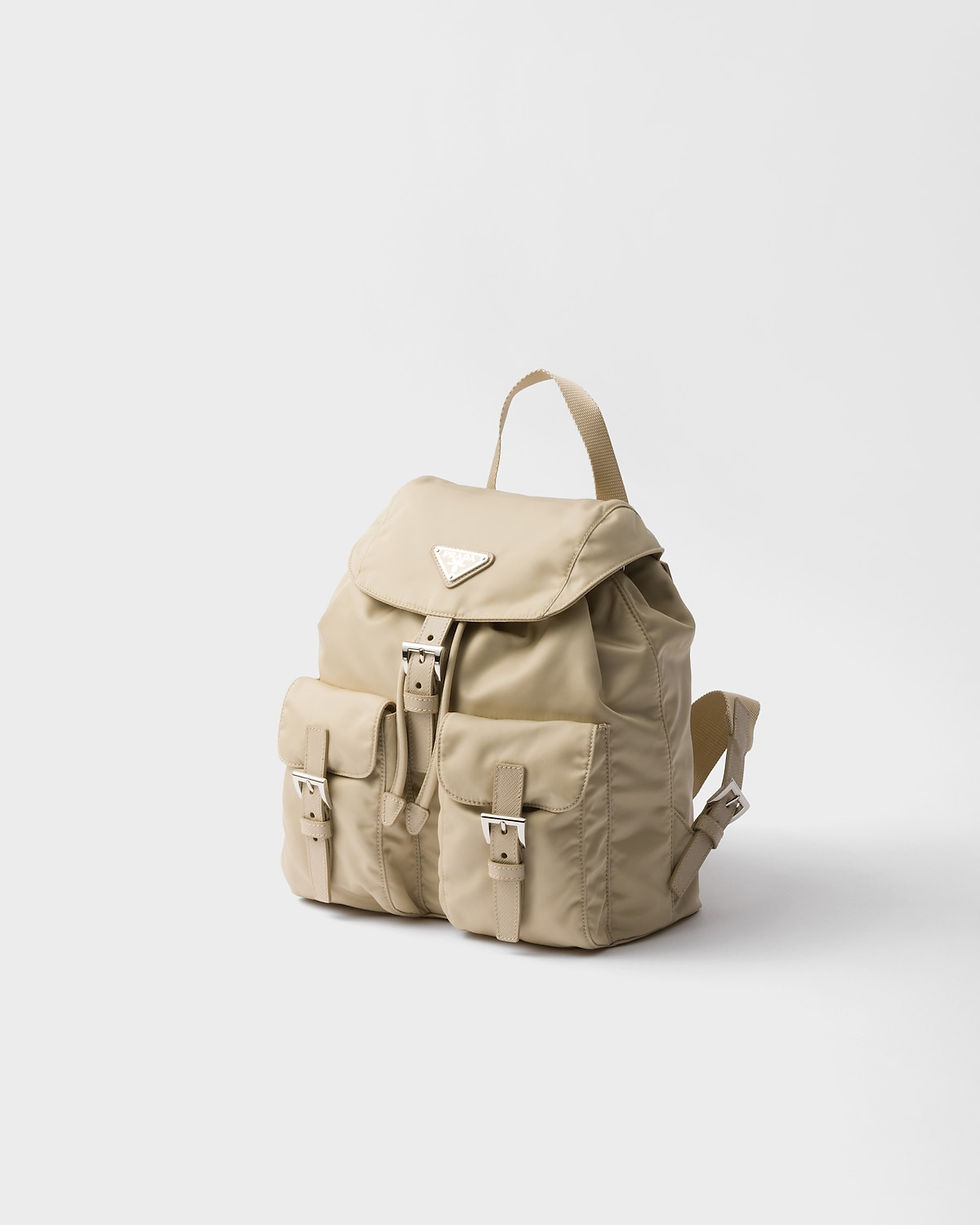 Prada small backpack in desert beige Re-Nylon – view 2