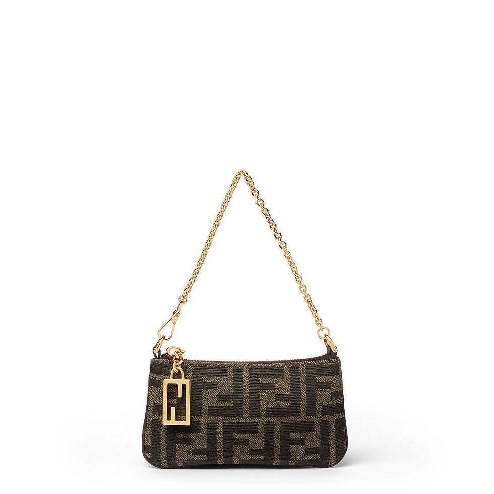 Fendi Mini Tube Pouch in tobacco brown FF jacquard – front view