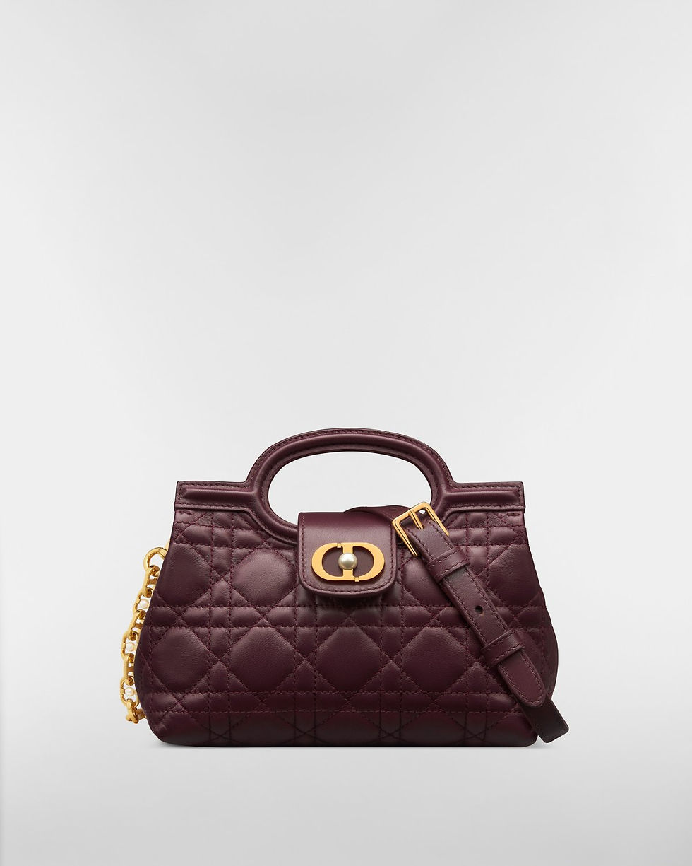 Dior Mini Jolie Top Handle Bag in Deep Amaranth Cannage lambskin – front view