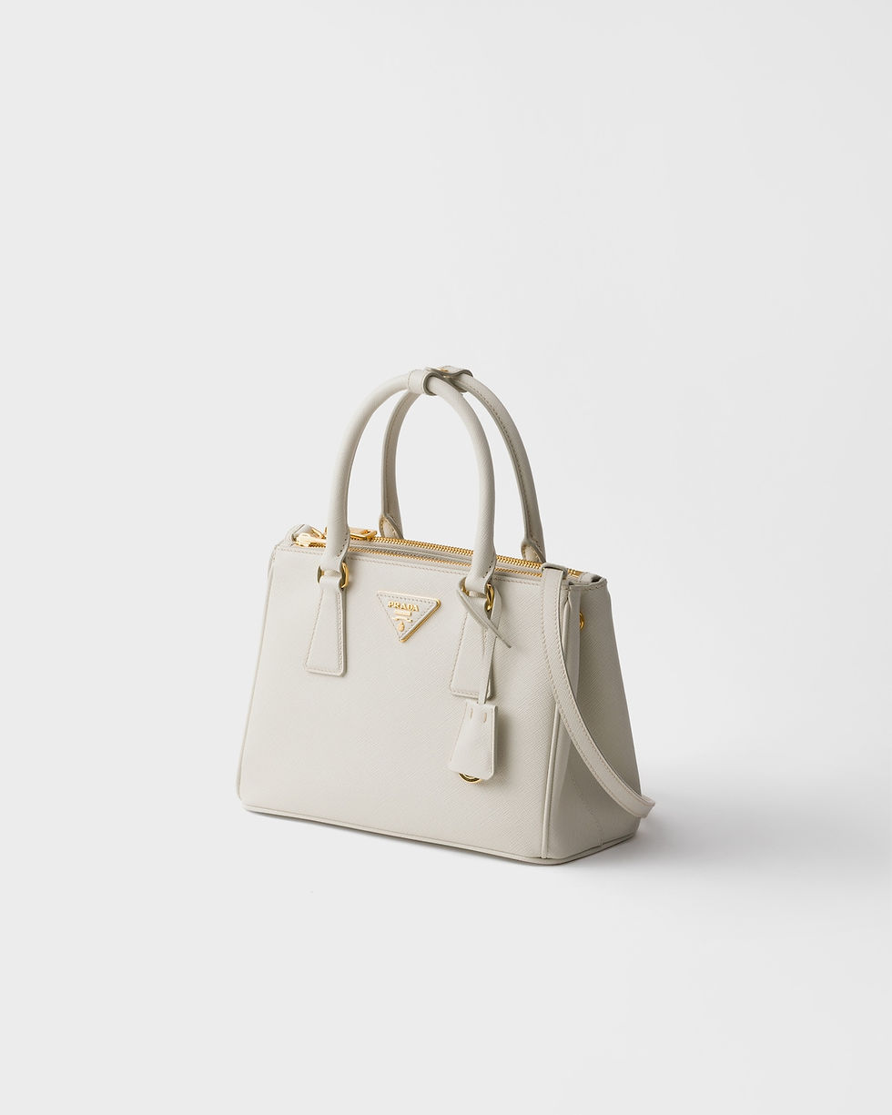 Prada Galleria small bag in chalk white Saffiano leather – view 2