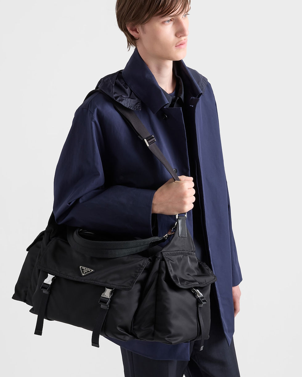 Prada Explore duffle bag in black Re-Nylon and leather – view 2