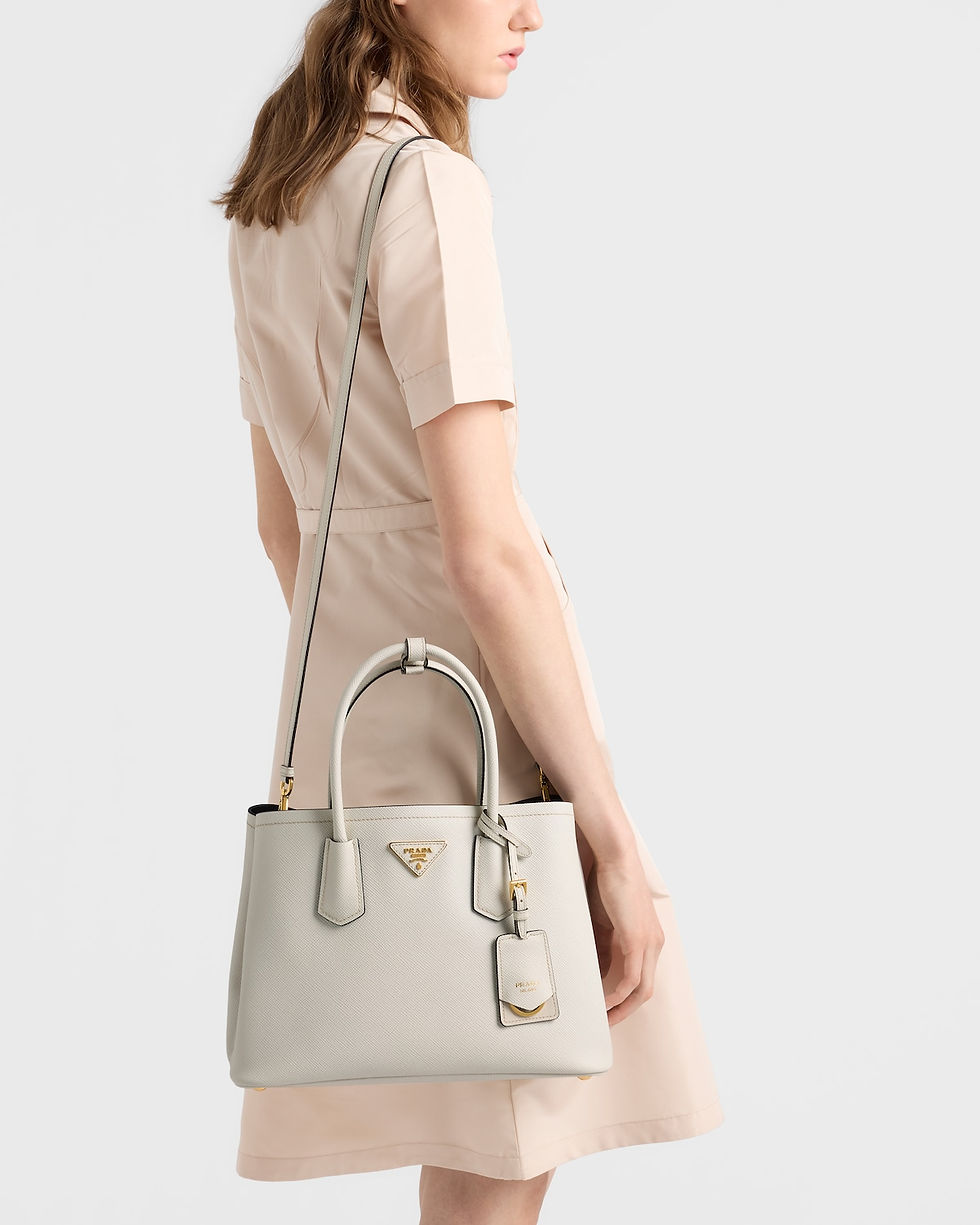 Thumbnail: Prada Double medium bag in chalk white and black Saffiano leather – view 9