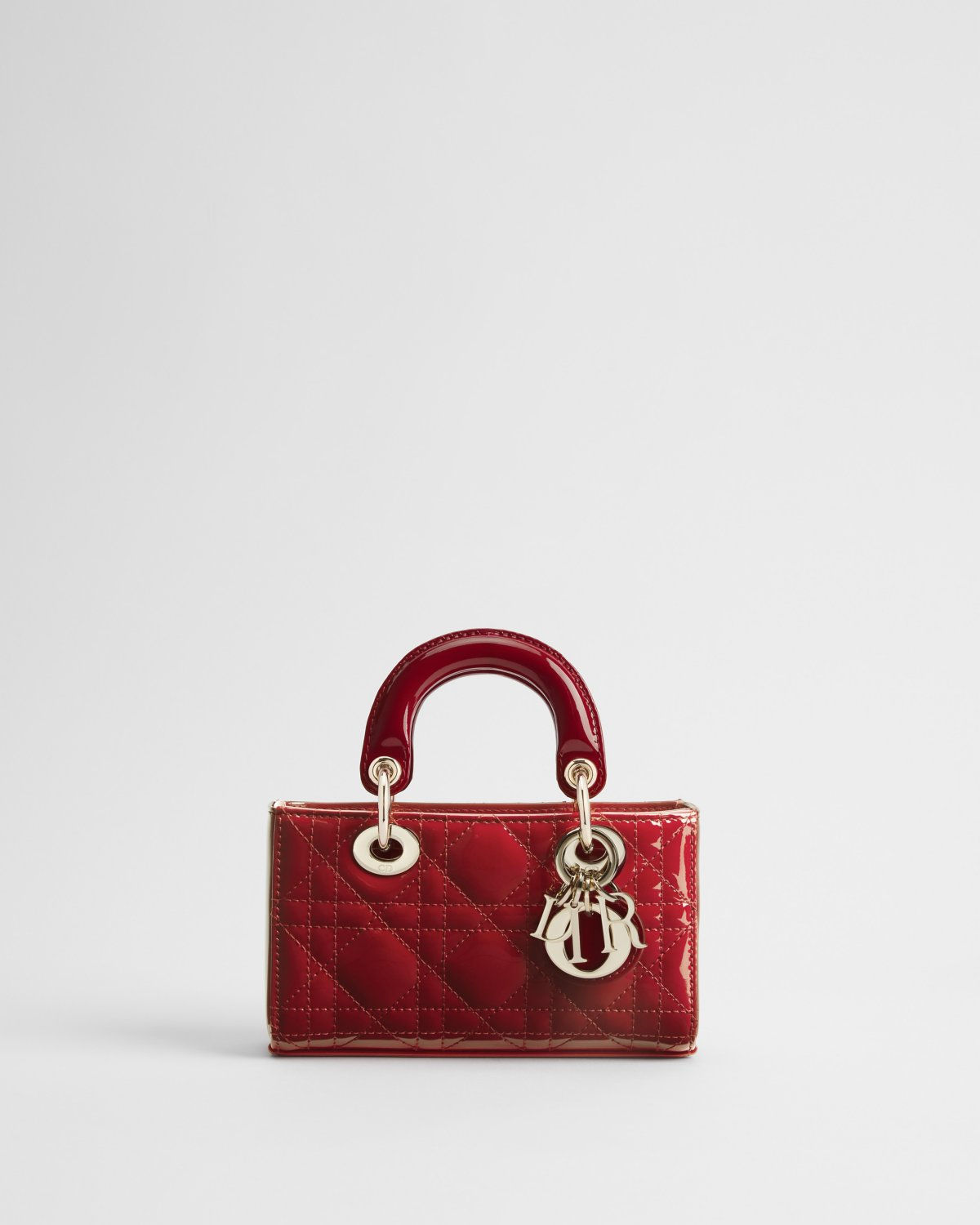 Dior Micro Lady D-Joy bag in cherry red patent Cannage calfskin – front view
