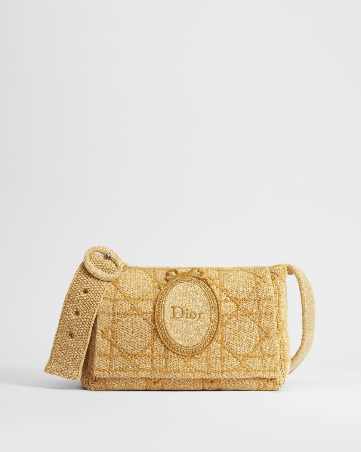 Dior Large Médaillon Messenger Flap Bag in Cannage Wool-Blend Knit – front view