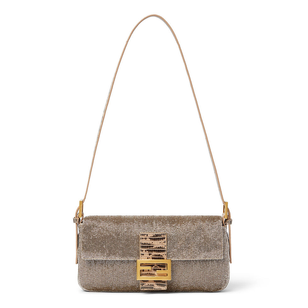 Fendi Baguette 26424 bag in gold-tone micro-bead embroidery – view 2