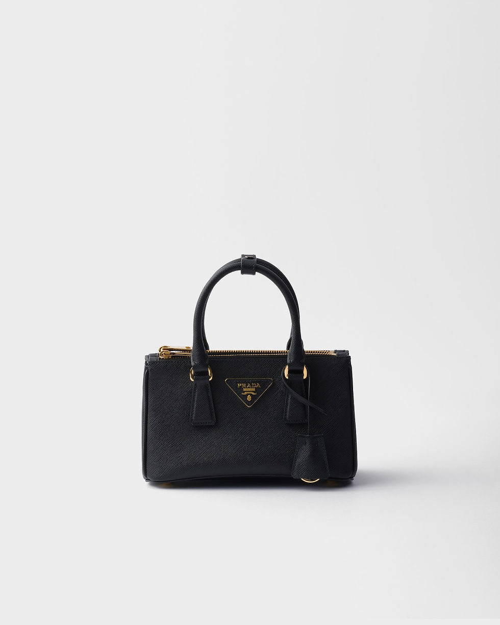 Prada Galleria elongated mini bag in black Saffiano leather – front view