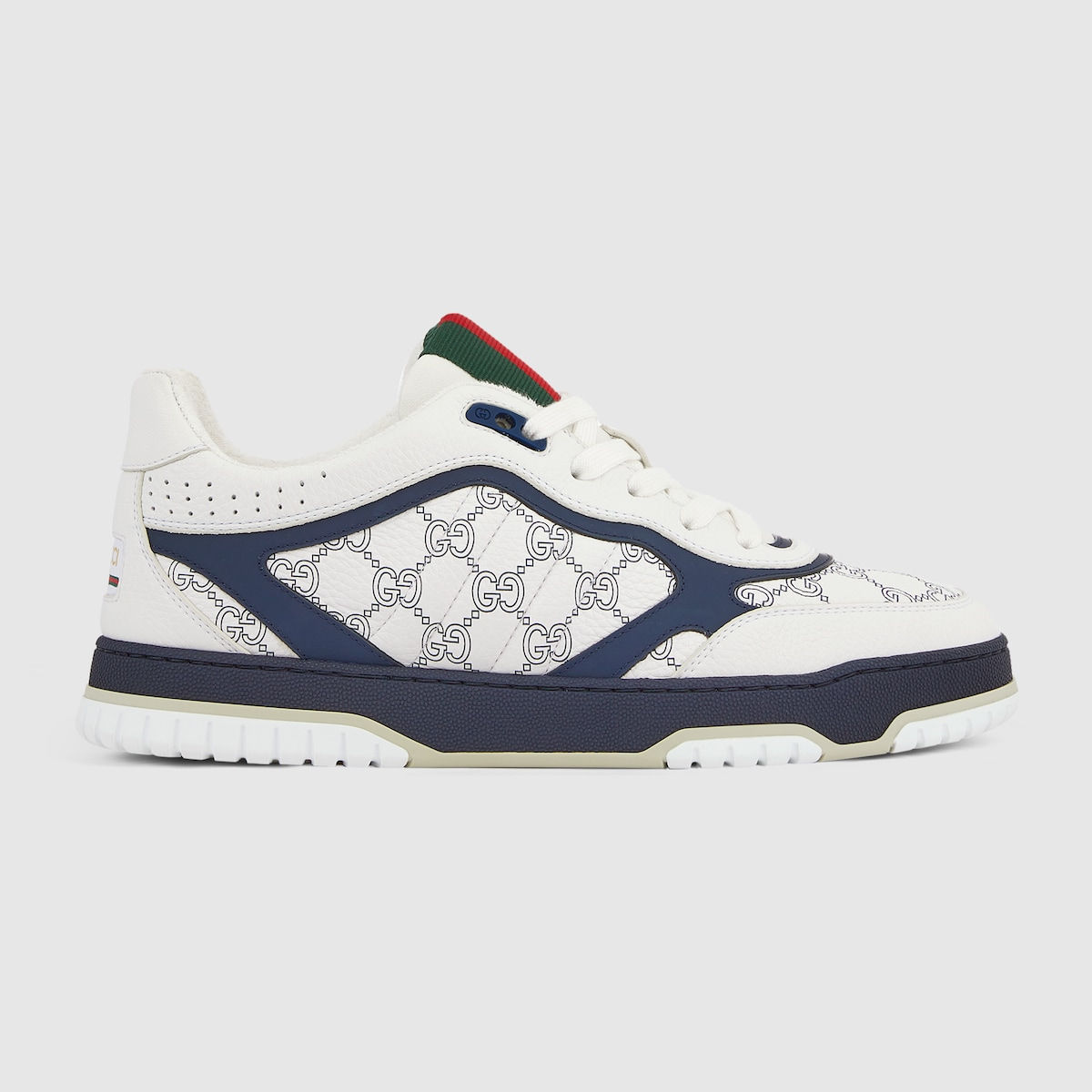Men's Gucci Re-Web trainers - white and blue GG leather
