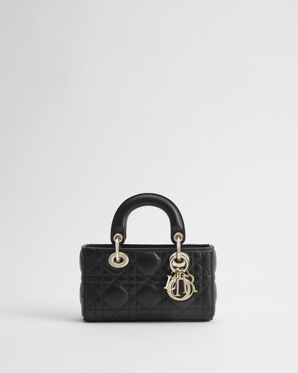 Dior Micro Lady D-Joy bag in black Cannage lambskin – front view